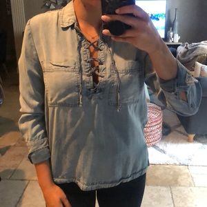 Denim lace up long sleeve